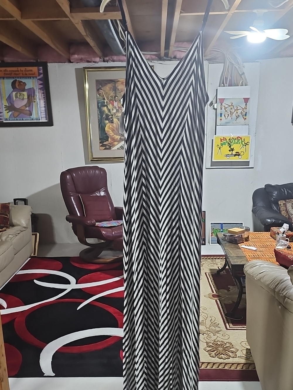 Source Unknown Black & White Chevron Maxi Dress